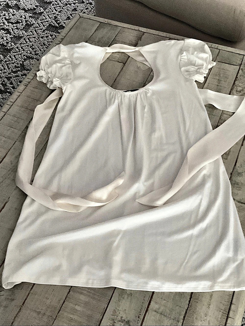 Arden B. S/S Puff Tunic. White Mini Dress XS NWT